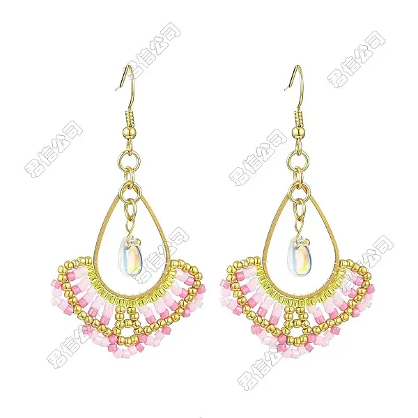 Handmade Glass Seed Beads Dangle Earrings