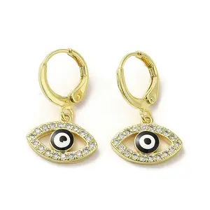 Horse Eye Golden Brass Dangle Leverback Earrings