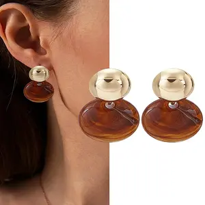 1Pair Zinc Alloy Flat Round Stud Earrings