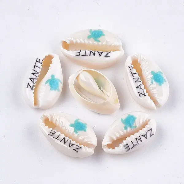 Printed Cowrie Shell Beads