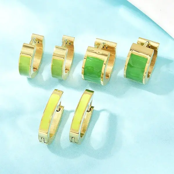 304 Stainless Steel Enamel Hoop Earrings