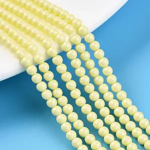 Baking Paint Pearlized Glass Pearl Bead Strands