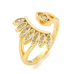Eye Brass Micro Pave Clear Cubic Zirconia Open Cuff Rings for Women
