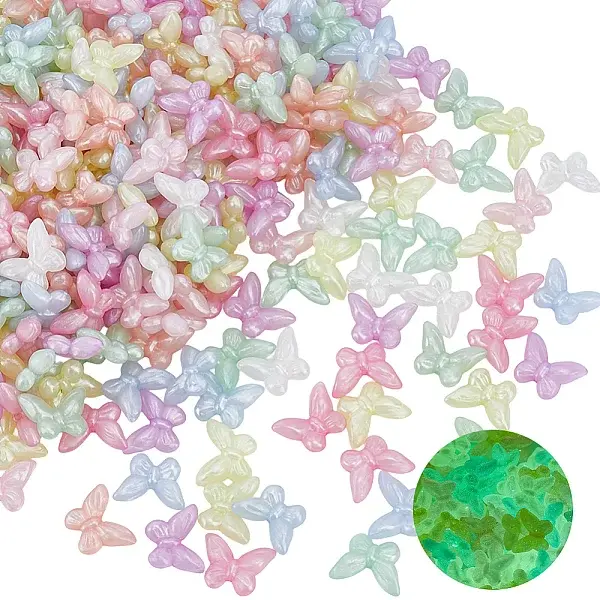 300Pcs Luminous Transparent Acrylic Beads