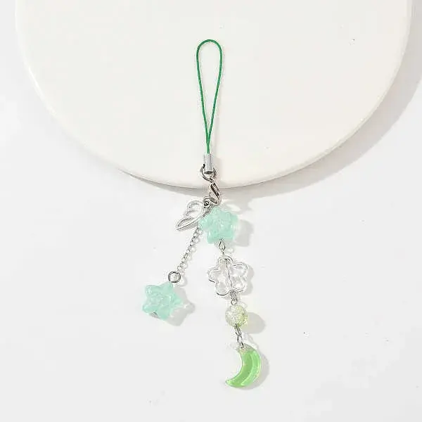 Alloy Wing with Glass Moon & Star Mobile Straps