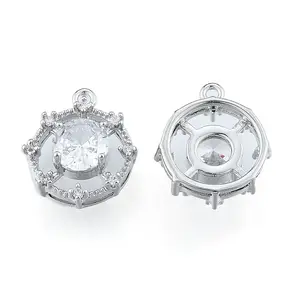 Brass Micro Pave Clear Cubic Zirconia Charms