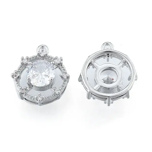 Brass Micro Pave Clear Cubic Zirconia Charms