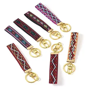 7Pcs Vintage Polyester Ribbon Keychain