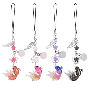4Pcs Acrylic & Stainless Steel & Alloy Mobile Straps