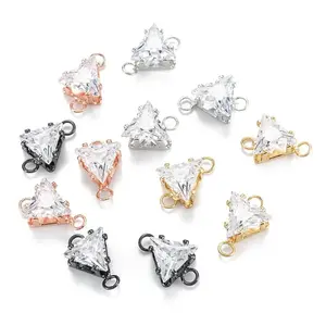 Brass Clear Cubic Zirconia Links