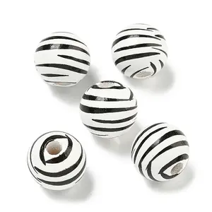 Printed Wood European Beads