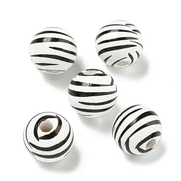Printed Wood European Beads