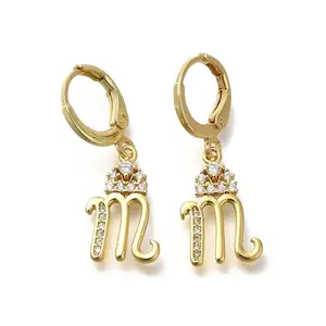 Brass Clear Cubic Zirconia Hoop Earrings