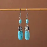 Bohemian tassel turquoise earrings