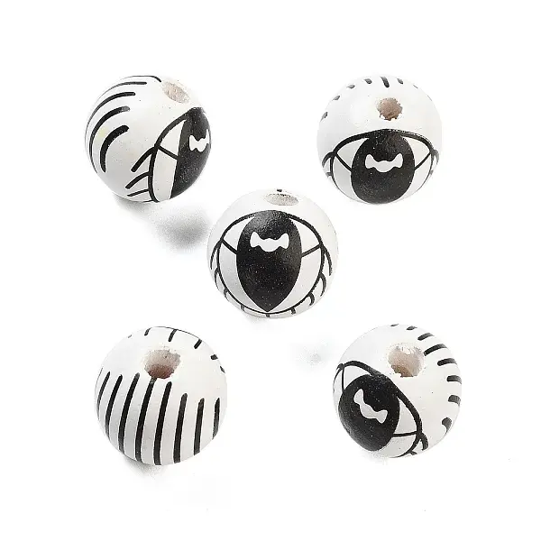 Printed Wood European Beads