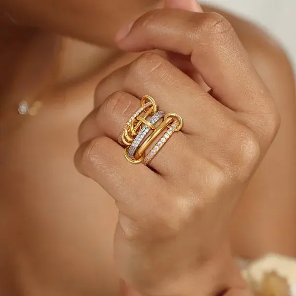 Brass Micro Pave Cubic Zirconia Finger Rings