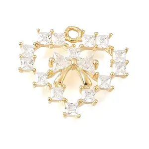 Brass Micro Pave Clear Cubic Pendants