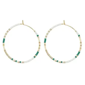 Handmade Glass Seed Beads Hoop Earrings