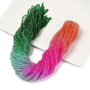 Transparent Painted Glass Beads Strands