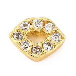 Rack Plating Brass Micro Pave Clear Cubic Zirconia Cabochons