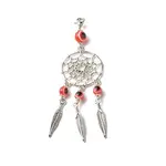 Tibetan Style Alloy Flat Round Net/Web & Feather Pendants
