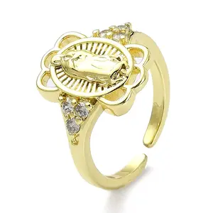 Brass with Cubic Zirconia Open Cuff Ring