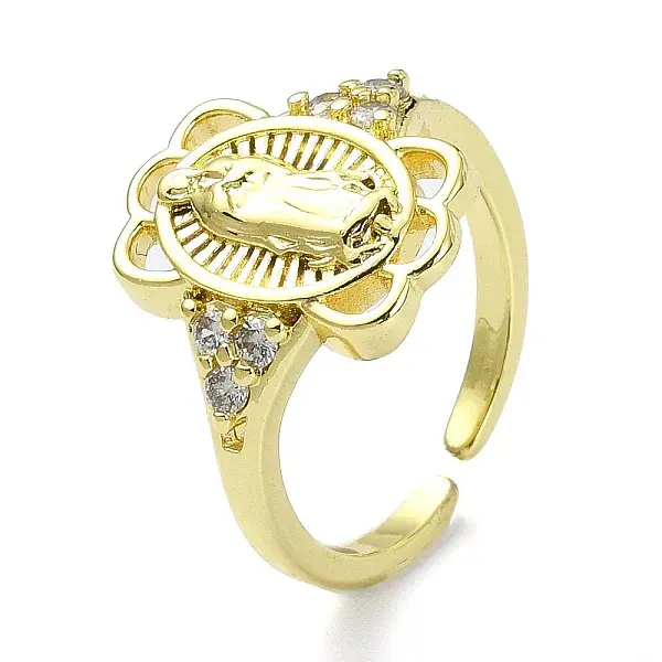 Brass with Cubic Zirconia Open Cuff Ring