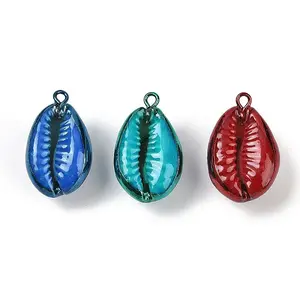 Spray Painted Natural Cowrie Shell Pendants