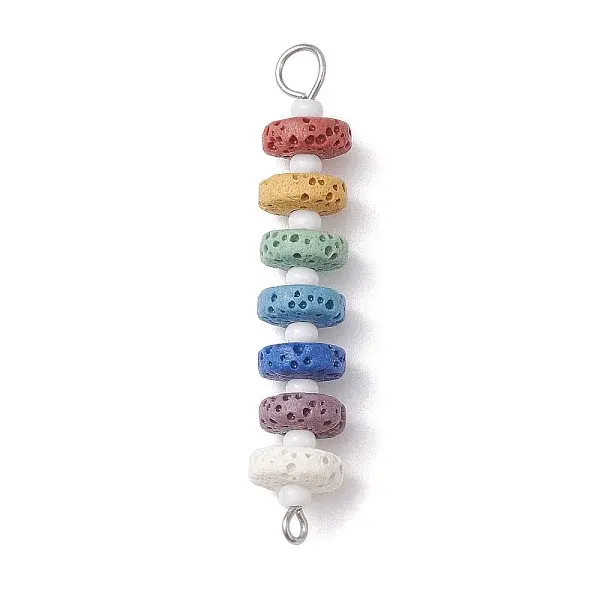 Chakra Natural Lava Rock Dyed Beaded Connector Charms