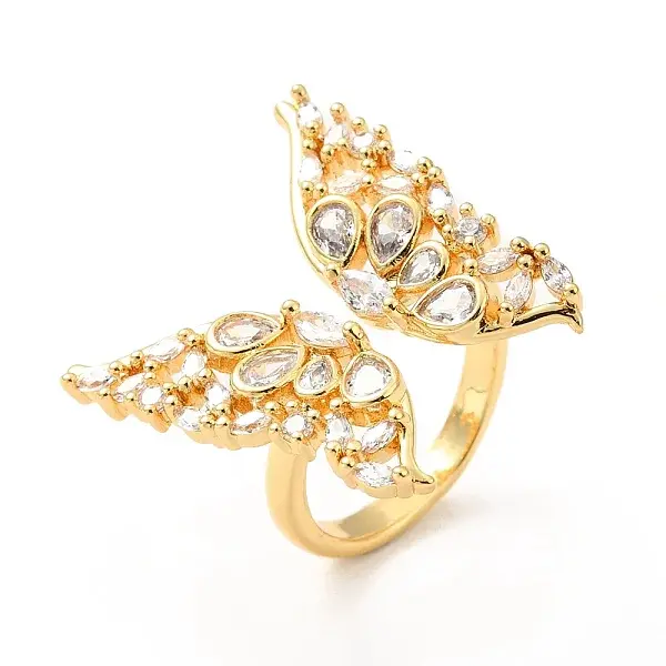 Cubic Zirconia Butterfly Open Cuff Ring