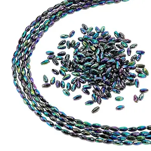 4 Strands Electroplated Glass Beads Strands