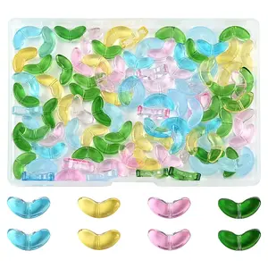 200Pcs Spray Painted Transparent Glass Beads
