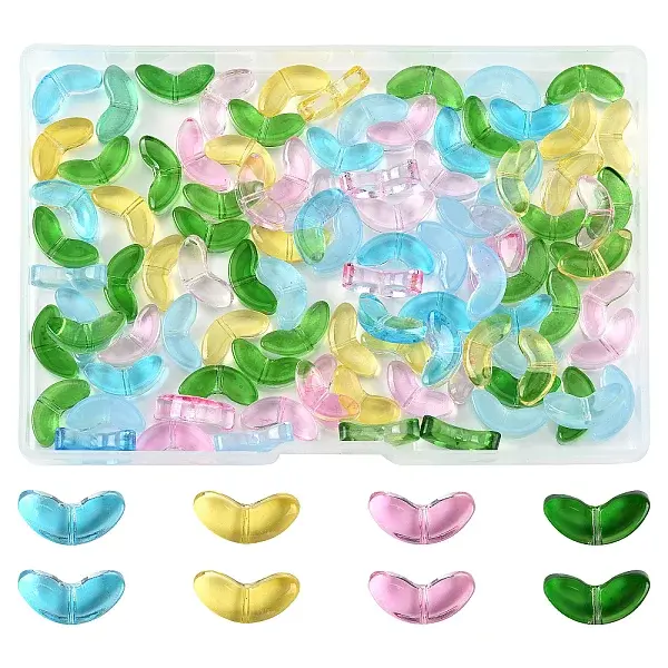 200Pcs Spray Painted Transparent Glass Beads
