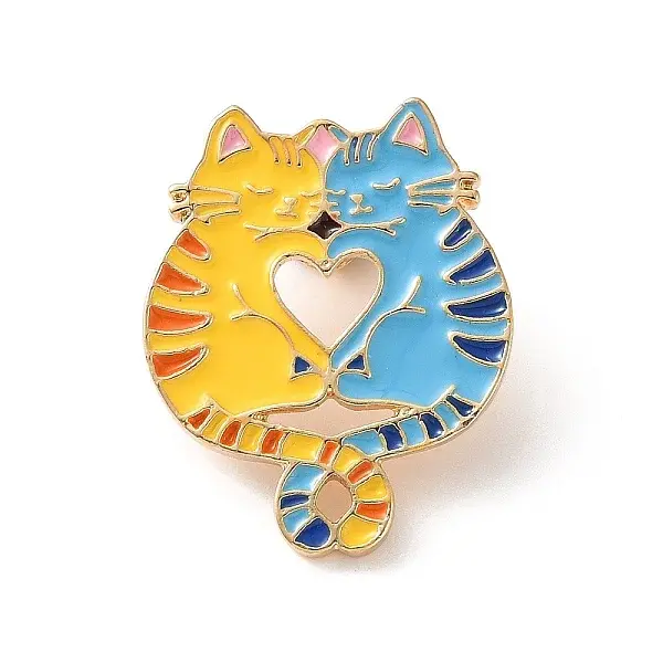 Couple Cat Shape Hugging Enamel Pins
