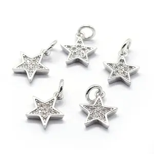 Brass Micro Pave Cubic Zirconia Charms
