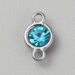 Faceted Glass Flat Round Connector Charms