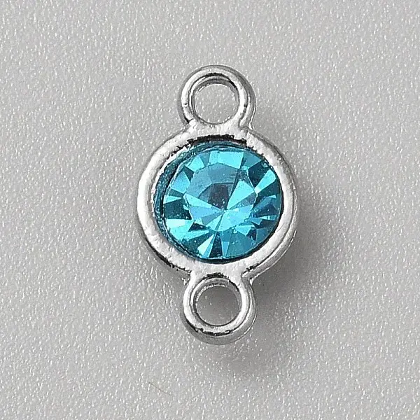 Faceted Glass Flat Round Connector Charms