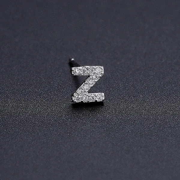 Platinum Brass Micro Pave Cubic Zirconia Stud Earrings