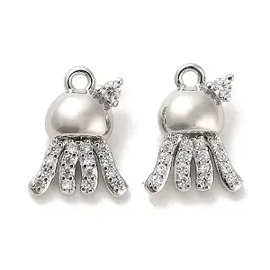 Brass Micro Pave Clear Cubic Zirconia Charms