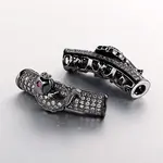 Brass Micro Pave Cubic Zirconia European Beads