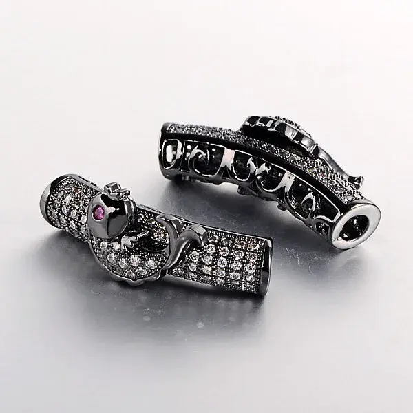 Brass Micro Pave Cubic Zirconia European Beads