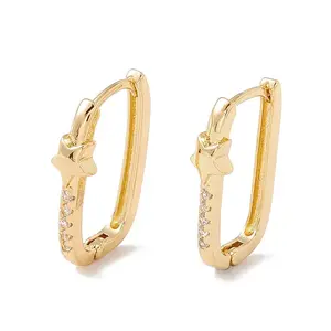 Clear Cubic Zirconia Star Hoop Earrings