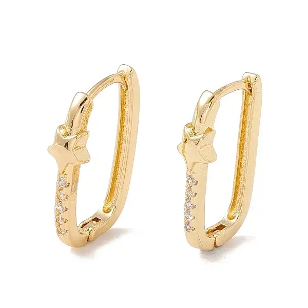 Clear Cubic Zirconia Star Hoop Earrings