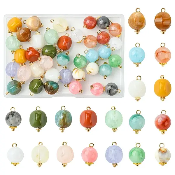 38Pcs 19 Colors Acrylic Pendants