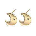 Brass Micro Pave Clear Cubic Zirconia Stud Earring Findings