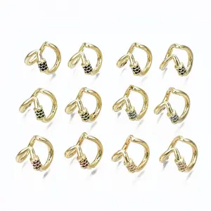 Brass Micro Pave Cubic Zirconia Cuff Earrings