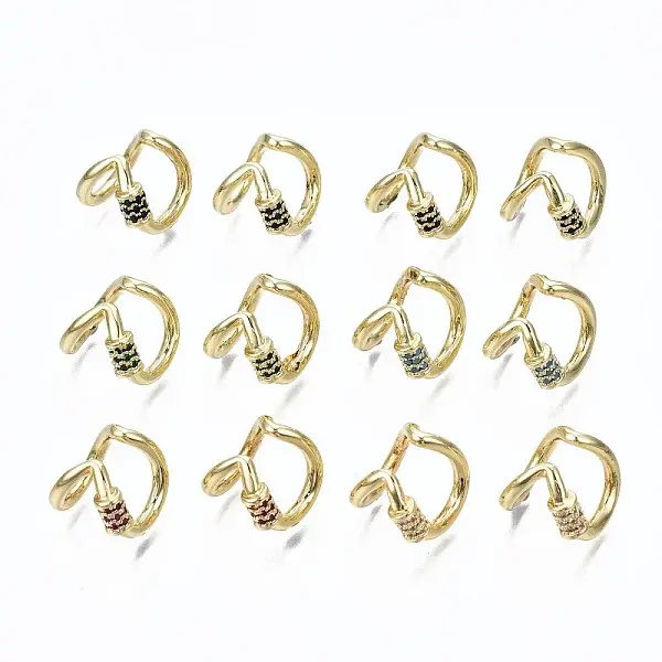 Brass Micro Pave Cubic Zirconia Cuff Earrings