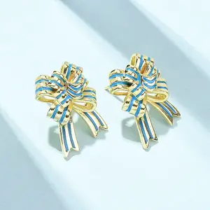 Bowknot Brass Stud Earrings