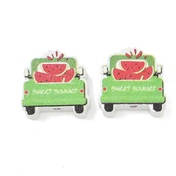 Summer Themed Printed Wood Beads