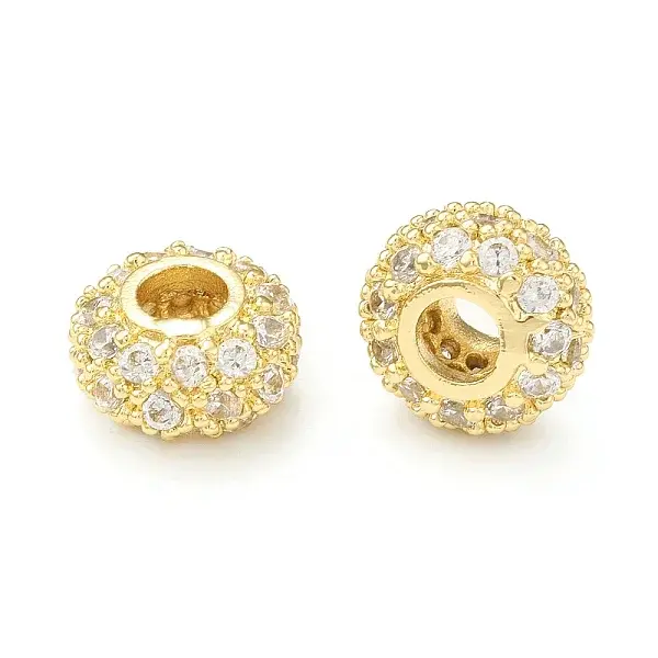 Brass Micro Pave Cubic Zirconia Beads